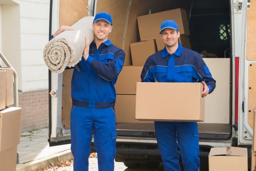 Local moving van parked for a residential collection in Kennington