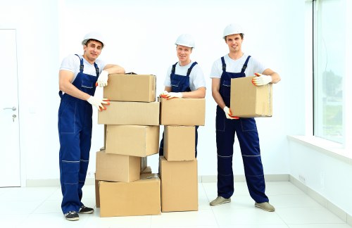 Office removals planning in Kennington with packed boxes and business furniture