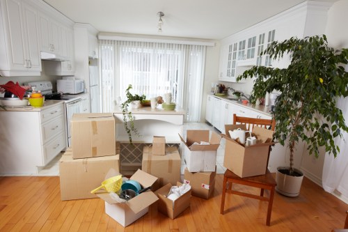 Household items prepared for loading during a local move in Kennington
