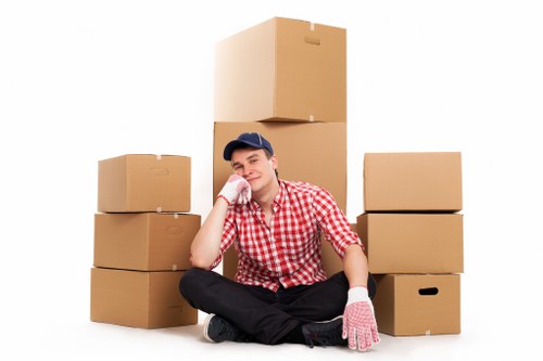 Packed student belongings ready for local transport in Kennington